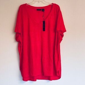 NWT Gorgeous TAHARI 3X Plus Size 100% Linen Short Sleeve T Shirt